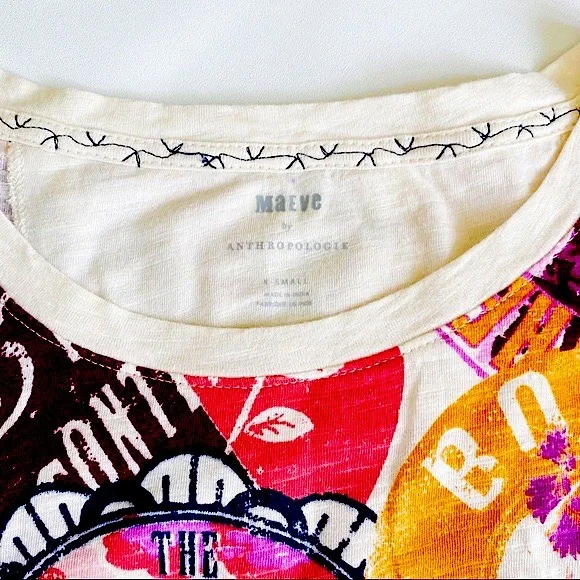 Anthropologie Maeve Carey Muscle Tee Ivory XS New - Picture 4 of 4